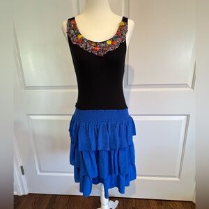 Women’s Single black blue and stone embellishments mini dress size small